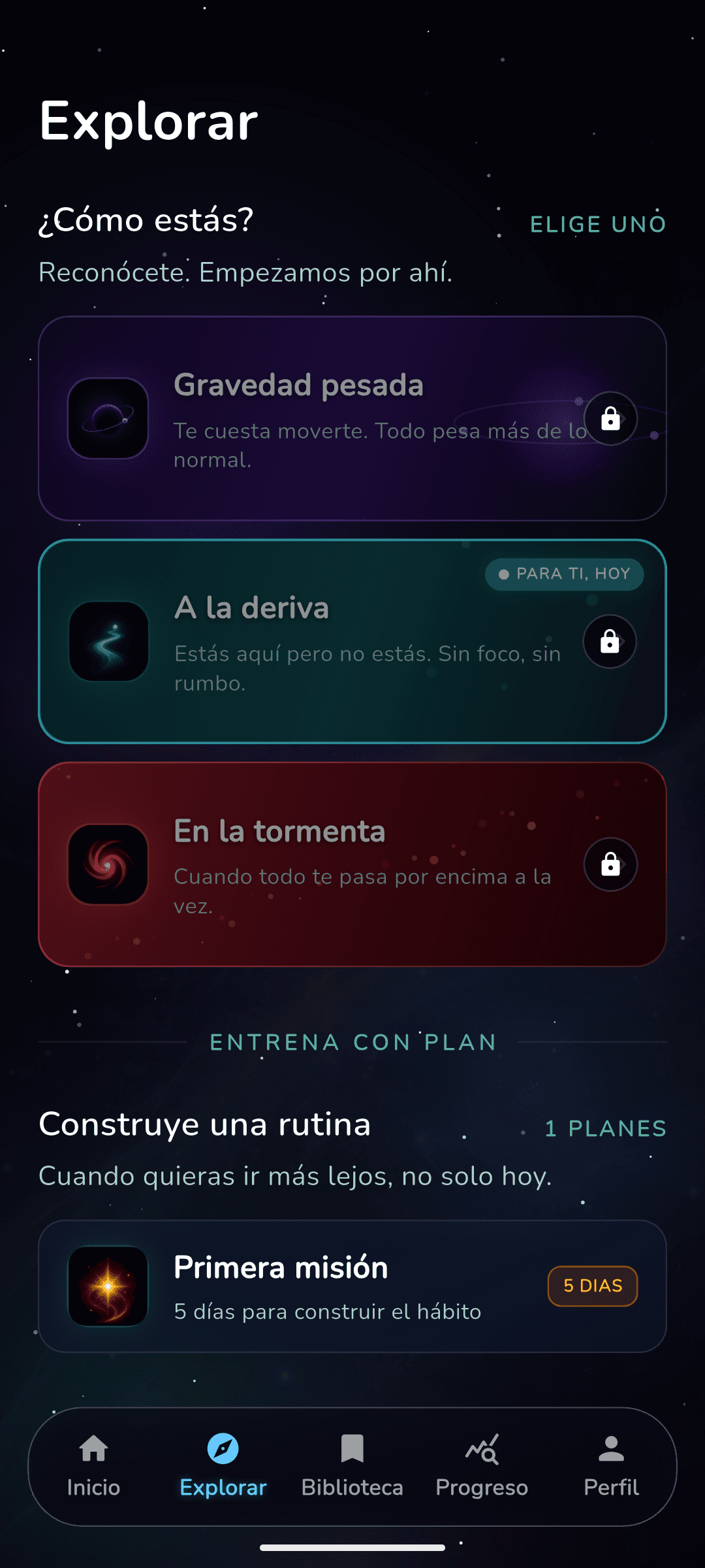 Pantalla Explorar de Noma.